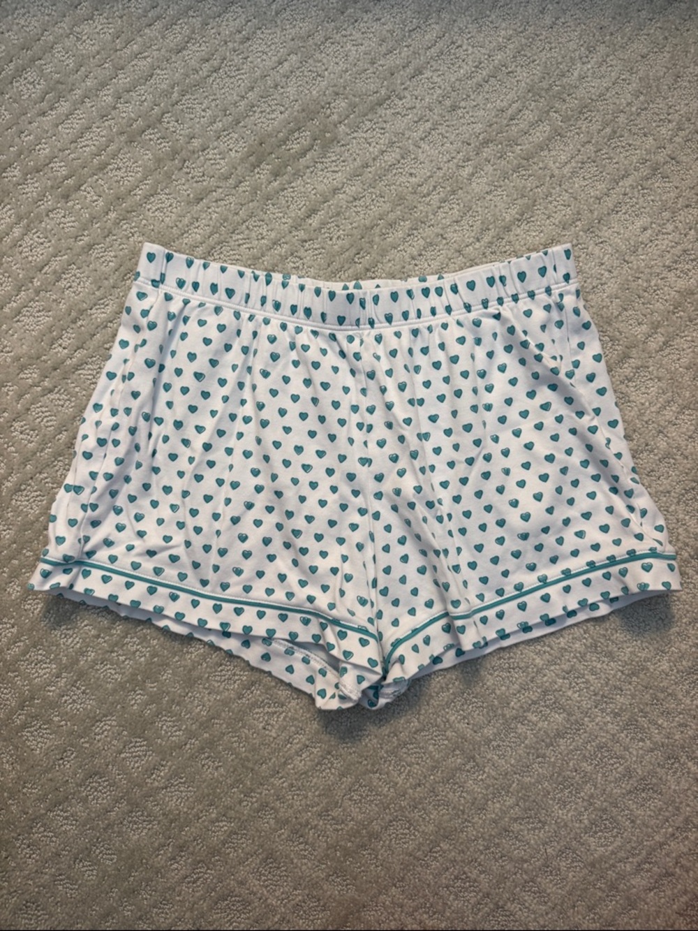 Roller Rabbit Teal Heart Pajama Shorts